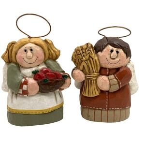 Set‎ of 2 Eddie Walker Midwest Cannon Falls Harvest Angel Boy Wheat Thanksgiving